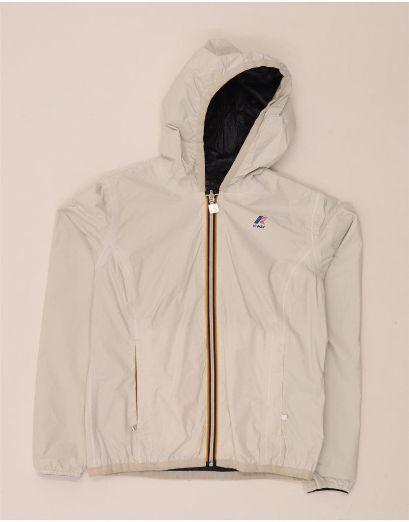 K-WAY Boys Hooded Rain Jacket 11-12 Years White Vintage K-Way and Second-Hand K-Way from Messina Hembry 
