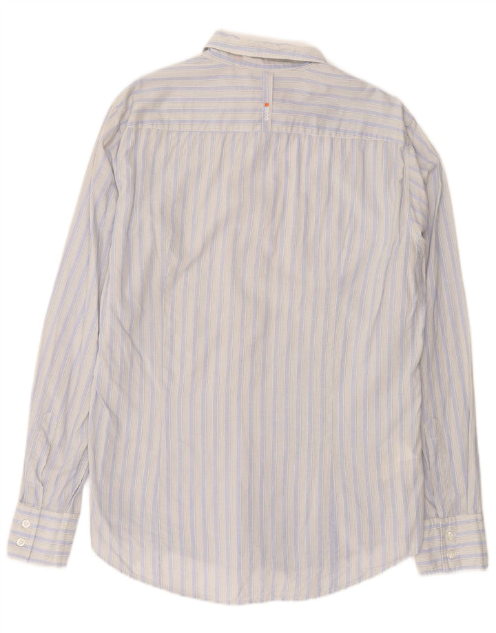 HUGO BOSS Mens Shirt Medium Blue Striped Cotton