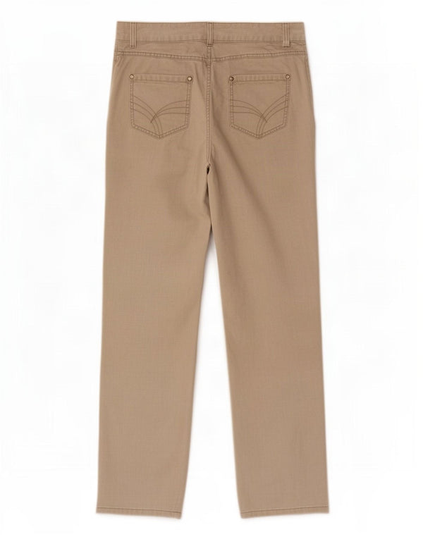 Marks & Spencer Womens Straight Casual Trousers UK 14 Medium W34 L311 Beige