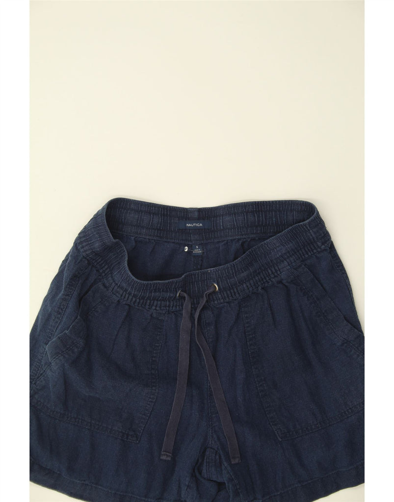 NAUTICA Womens Chino Shorts UK 10 Small  W30 Navy Blue Linen Vintage Nautica and Second-Hand Nautica from Messina Hembry 