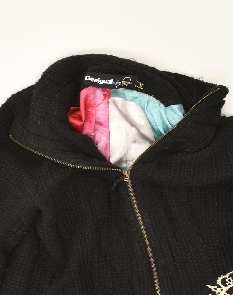 DESIGUAL Womens Overcoat EU 40 Medium Black Acrylic | Vintage Desigual | Thrift | Second-Hand Desigual | Used Clothing | Messina Hembry 