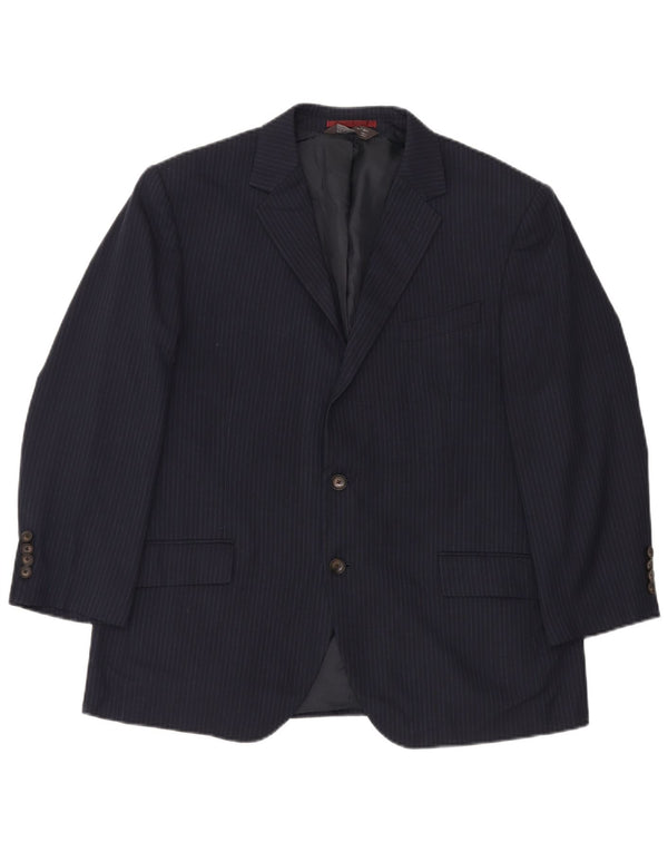 Marks & Spencer Mens 2 Button Blazer Jacket UK 44 XL Navy Blue Pinstripe