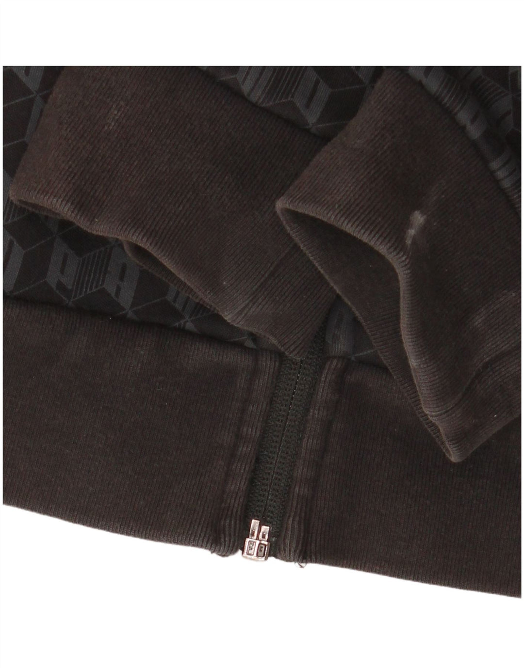 Puma Mens Graphic Tracksuit Top Jacket Large Black Geometric Cotton