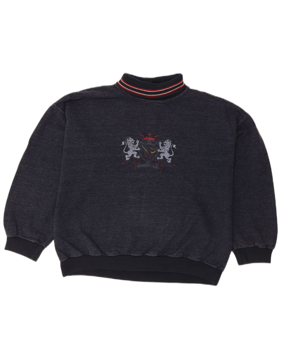 MARCEL CLAIR Womens Roll Neck Sweatshirt Jumper IT 52 2XL Navy Blue Cotton