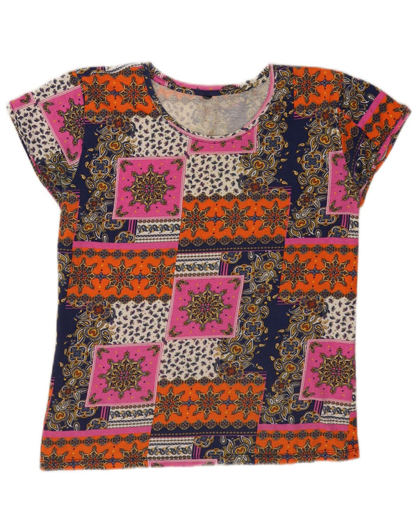 Vintage Womens Graphic T-Shirt Top UK 14 Medium Multicoloured Festival