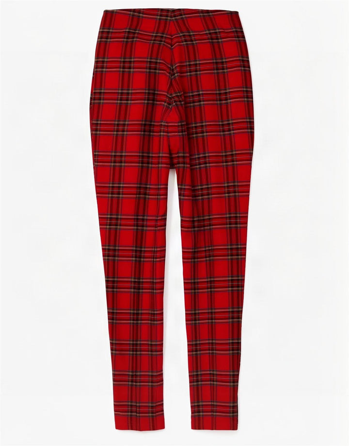 Zara Womens Leggings UK 8 Small Red Check Viscose