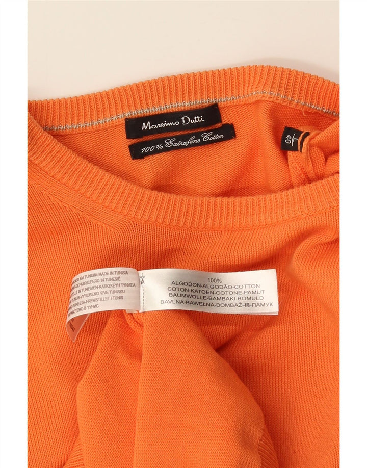 Massimo Dutti Mens Boat Neck Jumper Sweater Large Orange Cotton