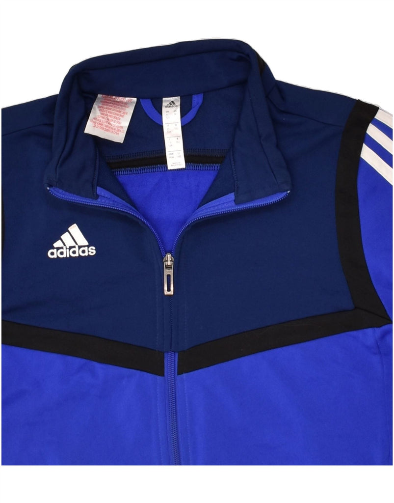 ADIDAS Boys Tracksuit Top Jacket 11-12 Years Blue Colourblock Polyester | Vintage Adidas | Thrift | Second-Hand Adidas | Used Clothing | Messina Hembry 