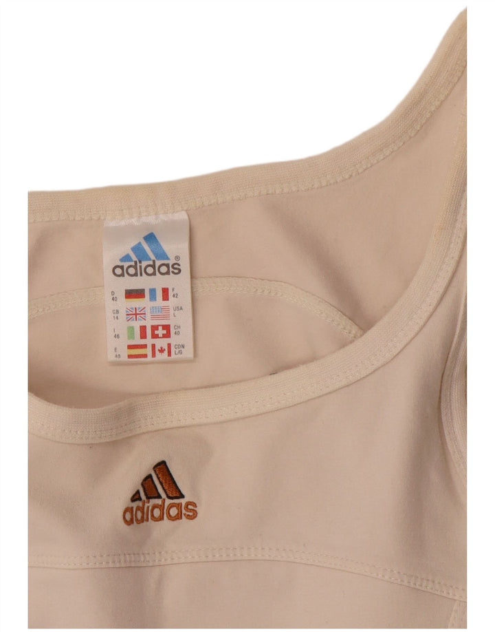 ADIDAS Womens Vest Top UK 14 Medium  Off White Polyester