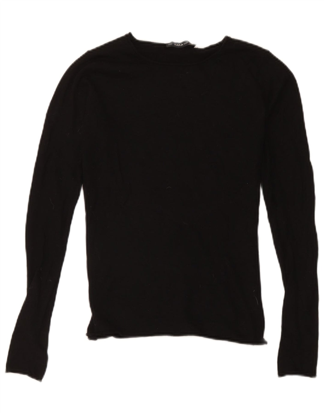 Zara Womens Top Long Sleeve UK 10 Small Black Modal