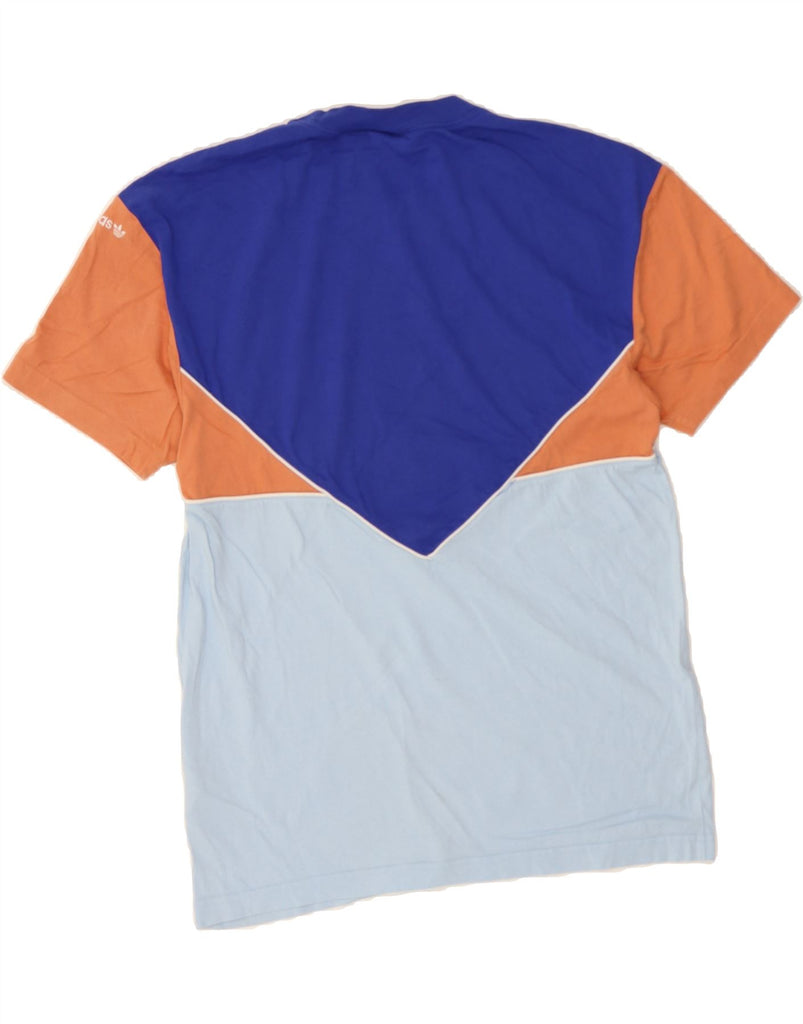 ADIDAS Mens T-Shirt Top Small Blue Colourblock Cotton Vintage Adidas and Second-Hand Adidas from Messina Hembry 