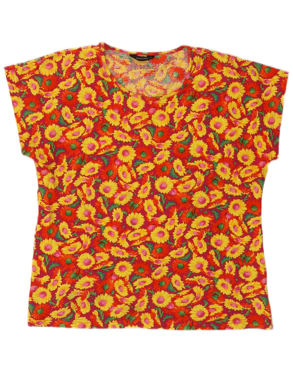 Persona Womens T-Shirt Top Size 21 Medium Red Floral Cotton