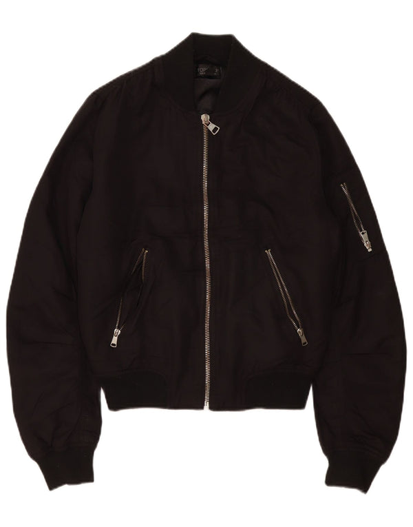 Topshop Womens Oversized Bomber Jacket UK 6 XS Black Polyester