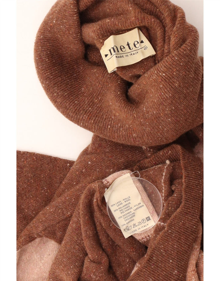 Vintage Mens Roll Neck Jumper Sweater Medium Brown Argyle/Diamond Wool