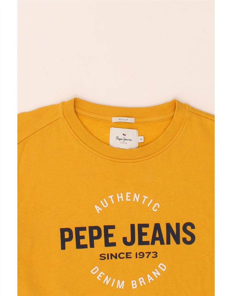 PEPE JEANS Mens Graphic Sweatshirt Jumper Medium Yellow Vintage PEPE Jeans and Second-Hand PEPE Jeans from Messina Hembry 