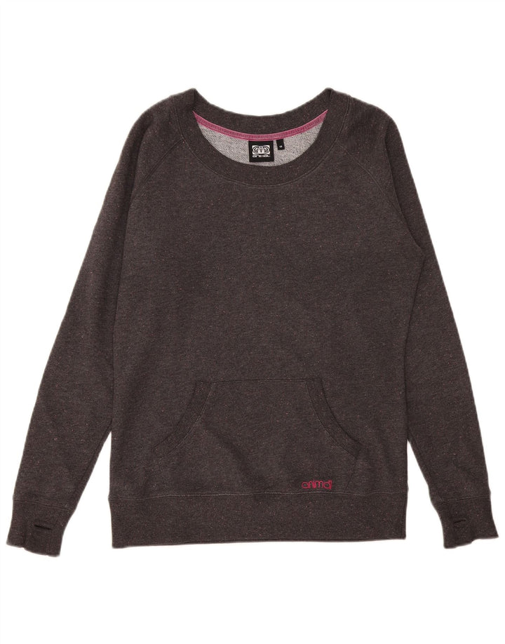 Animal Womens Sweatshirt Jumper UK 10 Small Grey Flecked