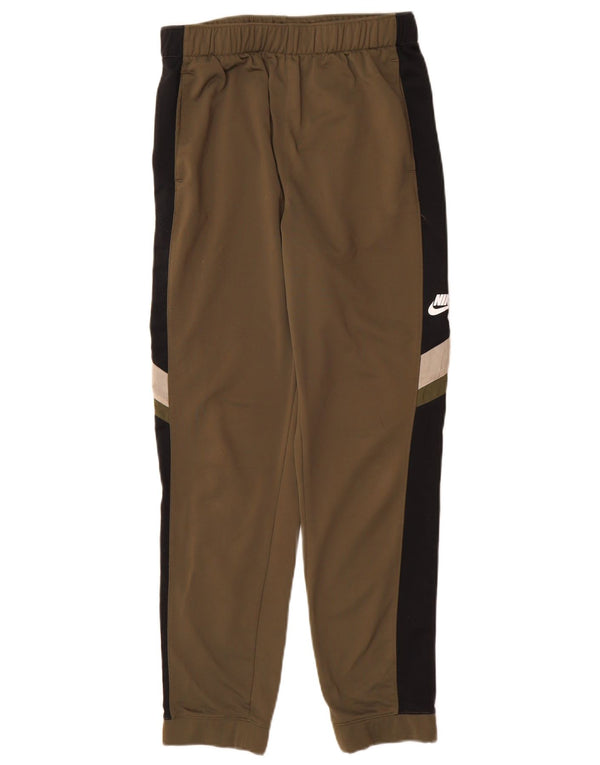 Nike Girls Tracksuit Trousers Joggers 13-14 Years XL Khaki Colourblock