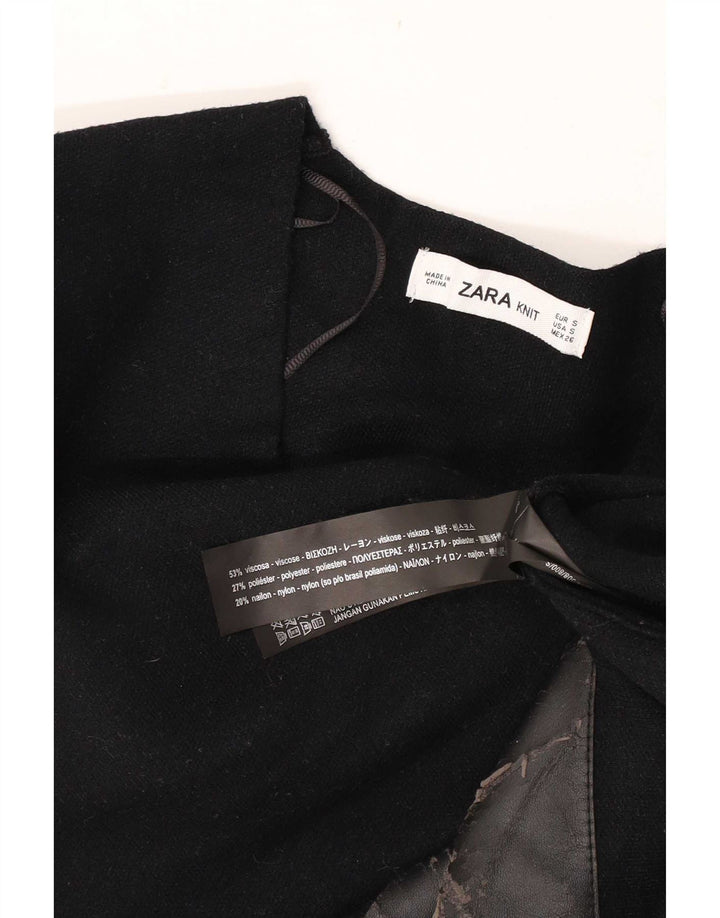 Zara Womens V-Neck Jumper Sweater UK 10 Small Black Viscose