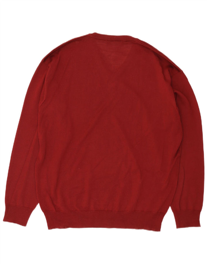 BEXLEYS Mens V-Neck Jumper Sweater IT 56 2XL Burgundy Wool