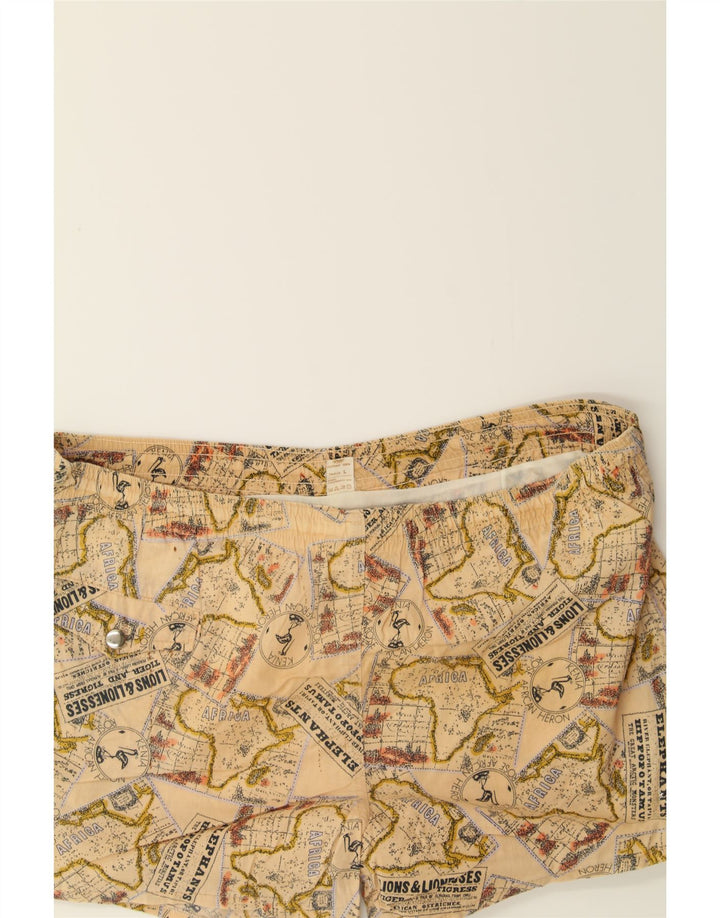 VINTAGE Mens Graphic Sport Shorts Large Beige Cotton Vintage Vintage and Second-Hand Vintage from Messina Hembry 