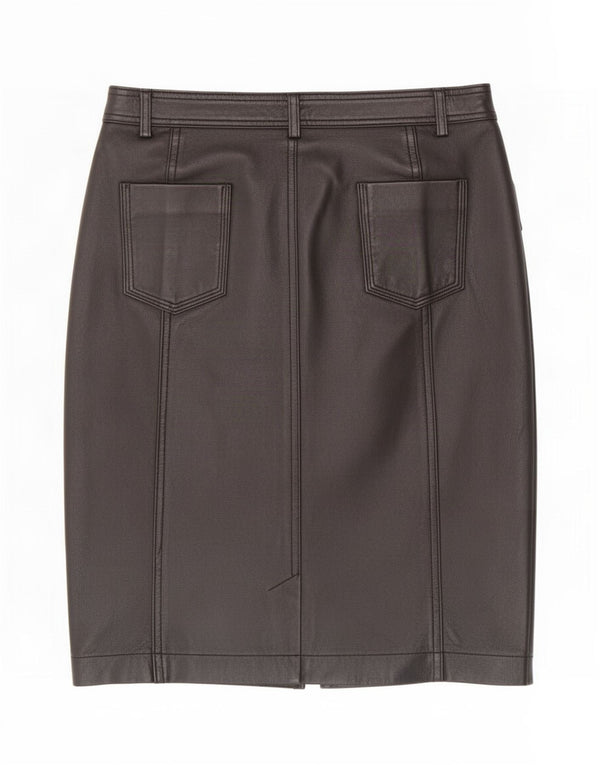 Vintage Womens Leather Skirt UK 12 Medium W32 Black