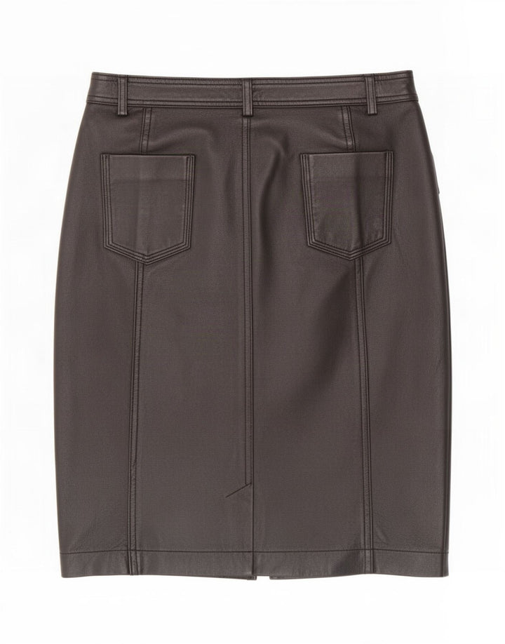 Vintage Womens Leather Skirt UK 12 Medium W32 Black