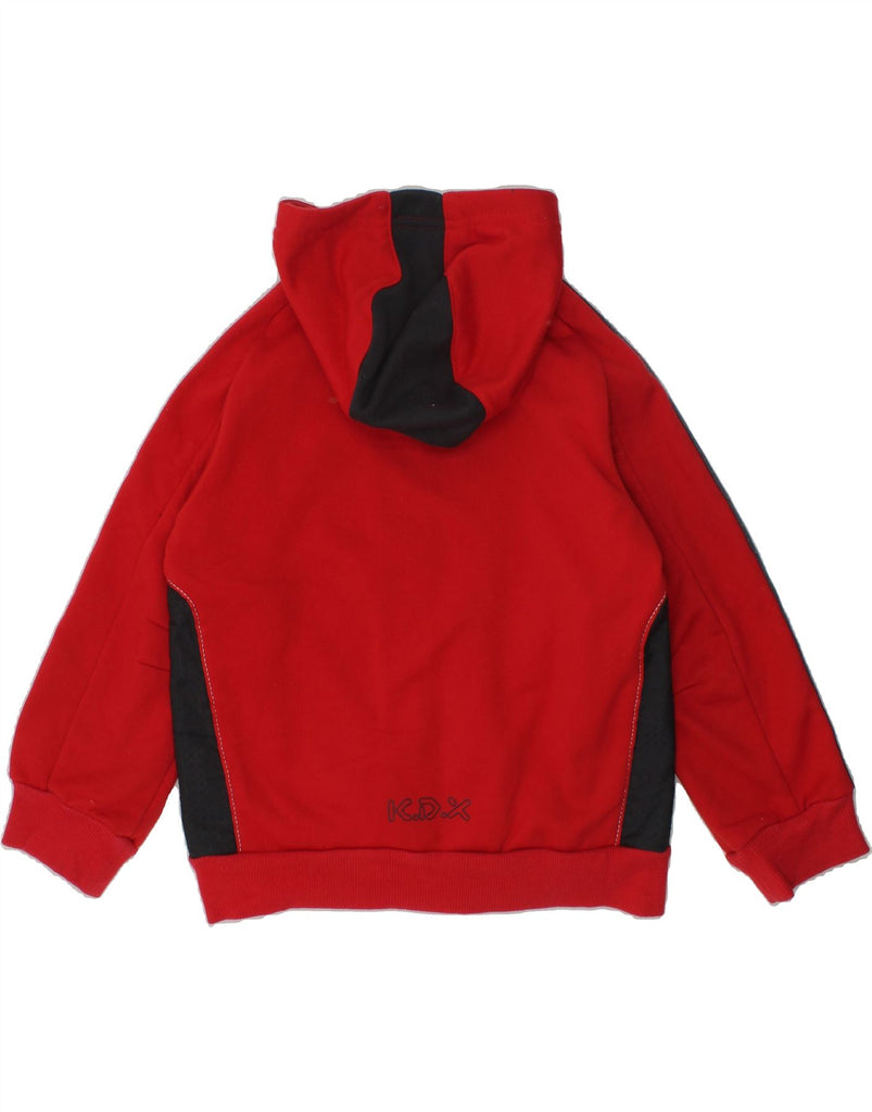 ADIDAS Boys Zip Hoodie Sweater 4-5 Years Red Colourblock Polyester | Vintage Adidas | Thrift | Second-Hand Adidas | Used Clothing | Messina Hembry 