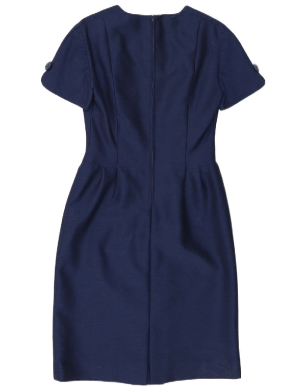 Vintage Womens Sheath Dress UK 10 Small Navy Blue
