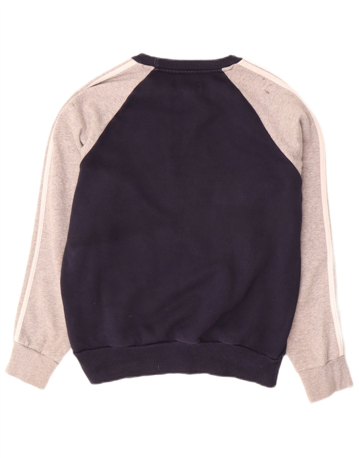 ADIDAS Womens Sweatshirt Jumper UK 12 Medium  Navy Blue Colourblock