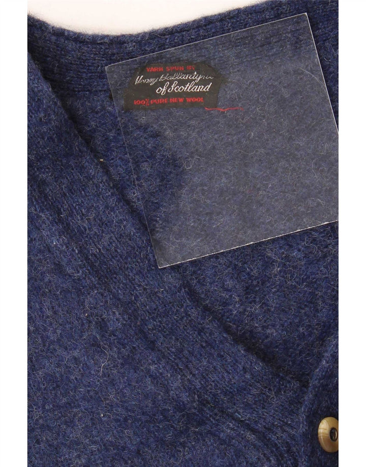 Vintage Mens Cardigan Sweater Medium Navy Blue New Wool