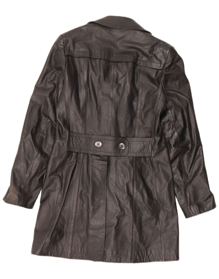 VINTAGE Mens Leather Coat IT 48 Medium Black Leather