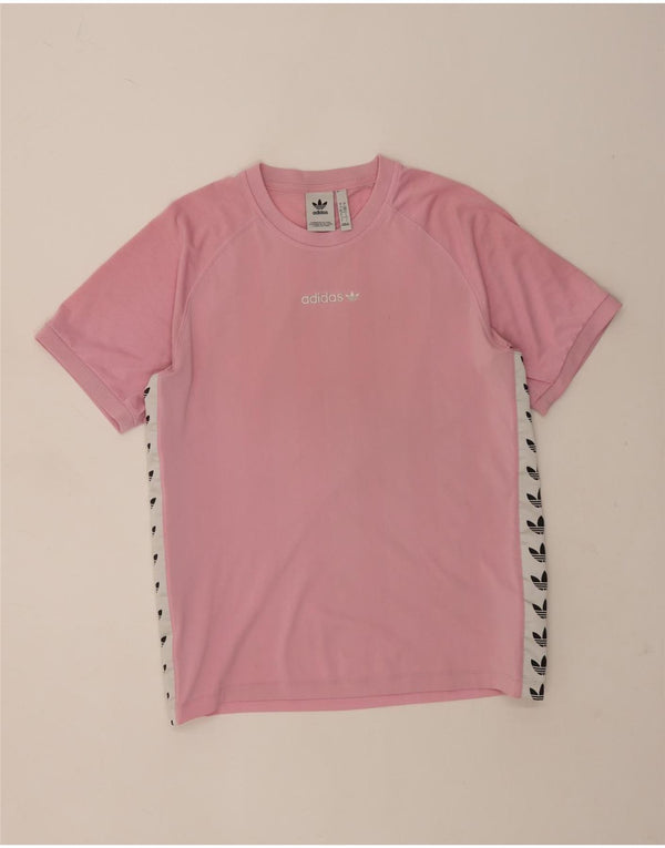 Adidas Mens Graphic T-Shirt Top Large Pink Colourblock Polyester