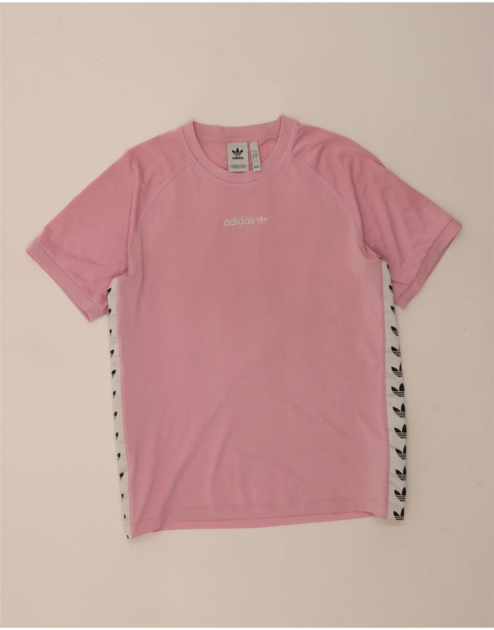 Adidas Mens Graphic T-Shirt Top Large Pink Colourblock Polyester
