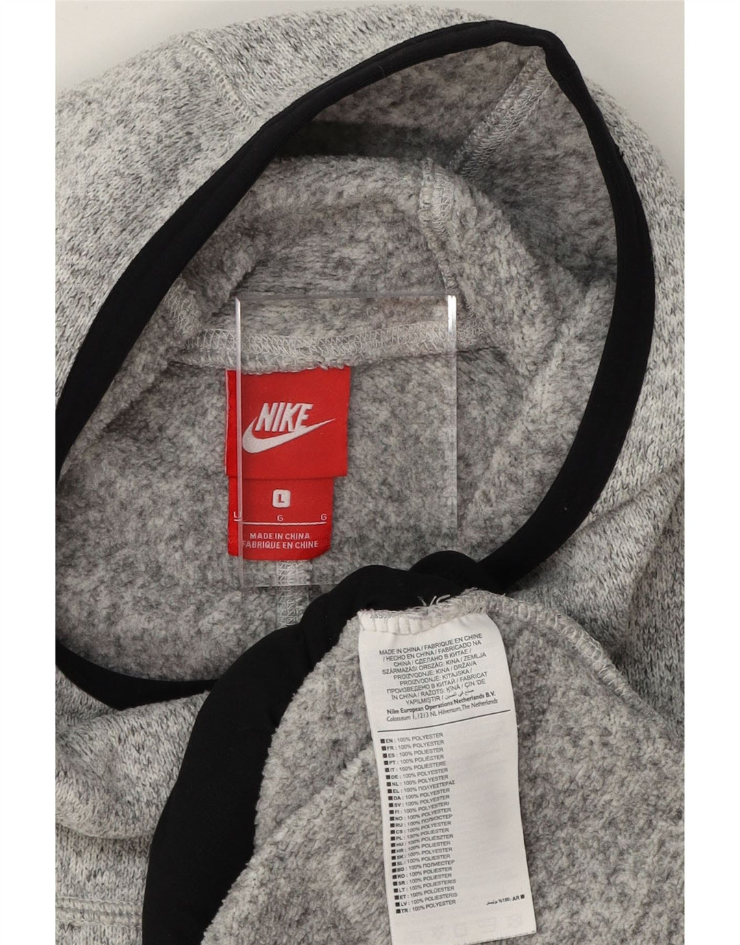 NIKE Womens Hoodie Jumper UK 16 Large Grey Flecked Polyester Vintage Nike and Second-Hand Nike from Messina Hembry 