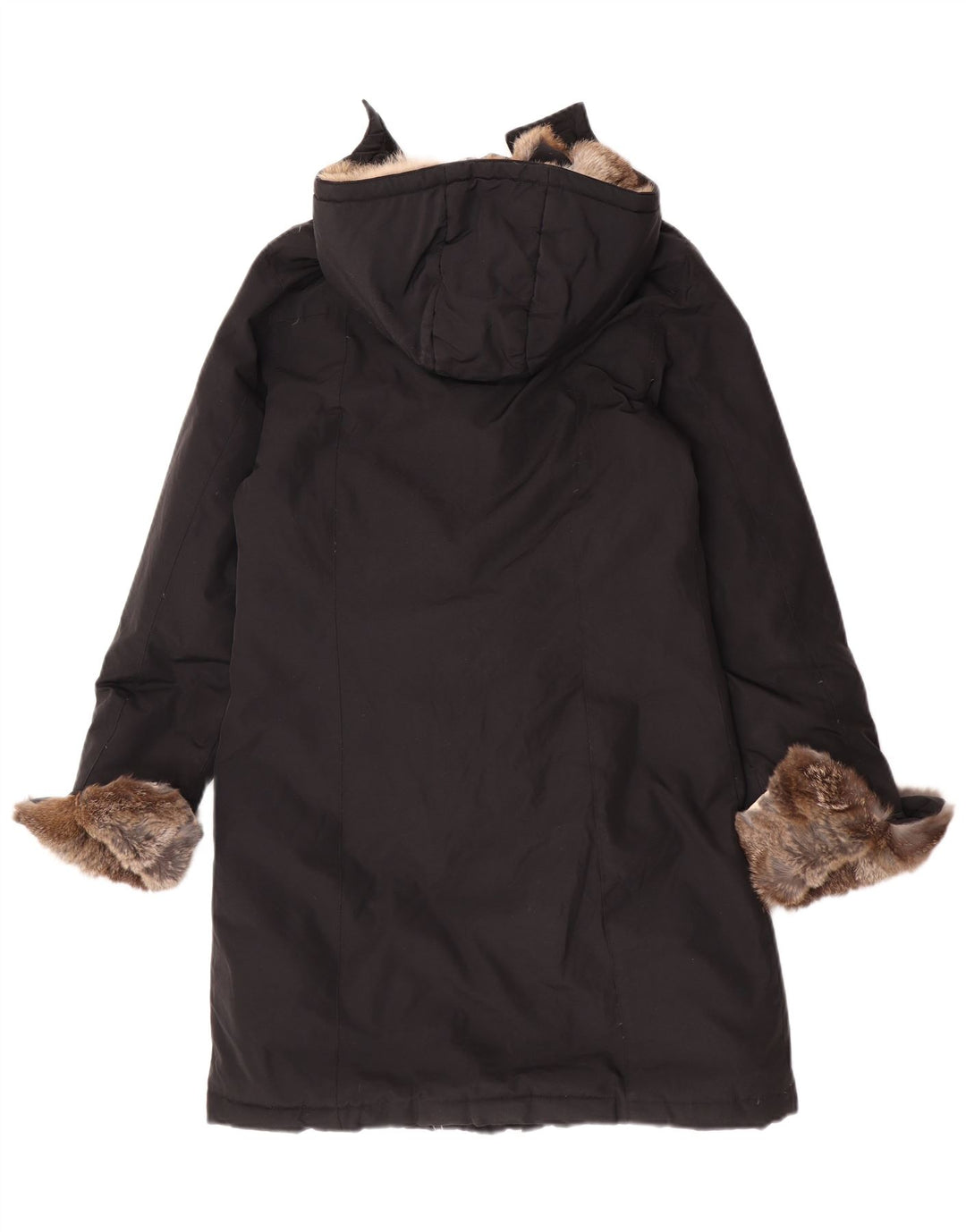 Woolrich Womens Hooded Padded Coat UK 10 Small Black Cotton