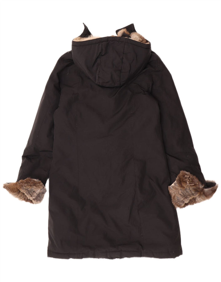 Woolrich Womens Hooded Padded Coat UK 10 Small Black Cotton