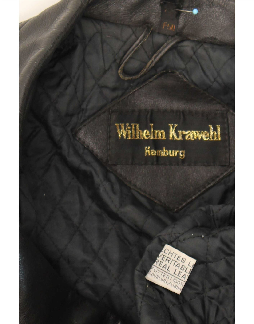 Wilhelm Krawehl Mens Leather Biker Jacket EU 50 Medium Black