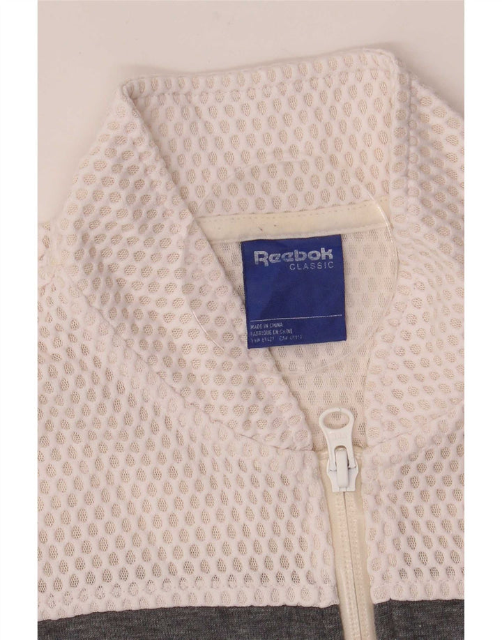 Reebok Womens Tracksuit Top Jacket UK 4/6 XS White Colourblock Polyester