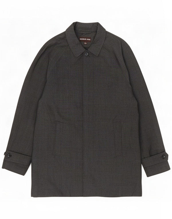 Michael Kors Mens Overcoat UK 40 Large Grey Check Polyester