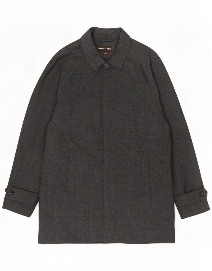 Michael Kors Mens Overcoat UK 40 Large Grey Check Polyester