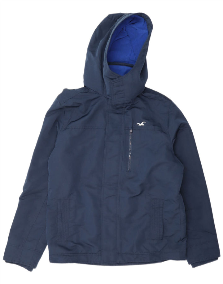 Hollister Mens Hooded Windbreaker Jacket UK 40 Large Navy Blue Polyester