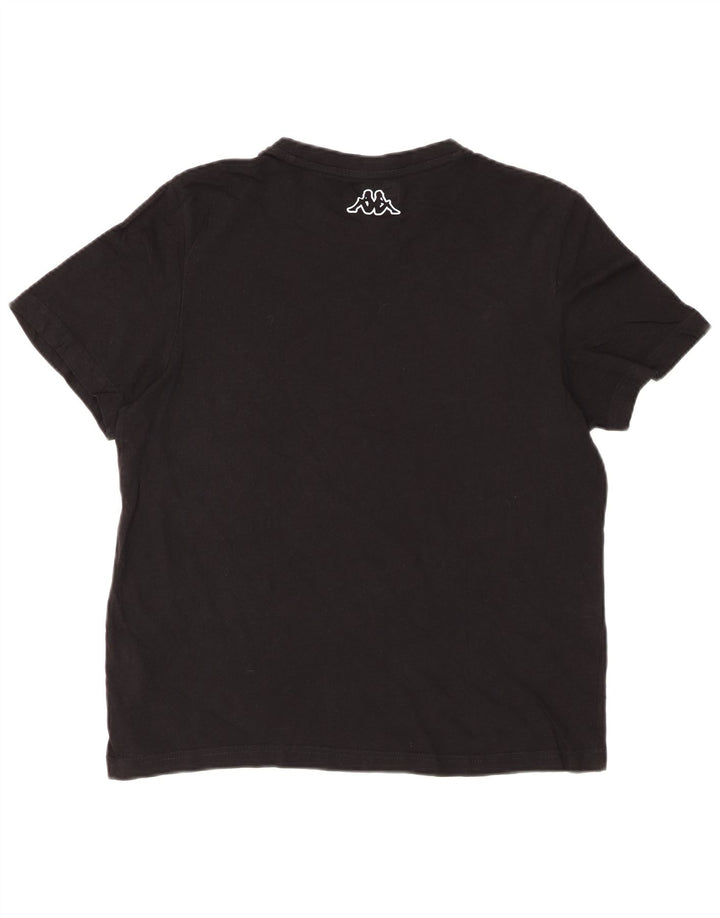 KAPPA Womens Graphic T-Shirt Top UK 14 Medium Black Cotton
