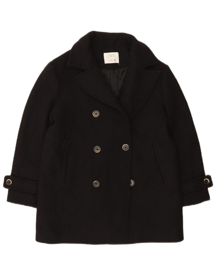 Zara Girls Pea Coat 11-12 Years Black Wool