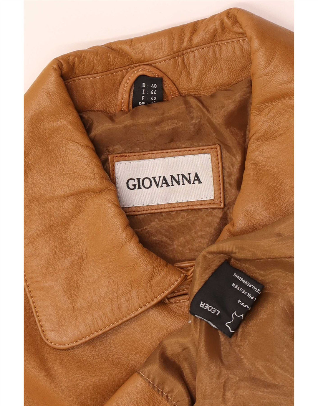 Womens Leather Jacket UK 14 Large Beige