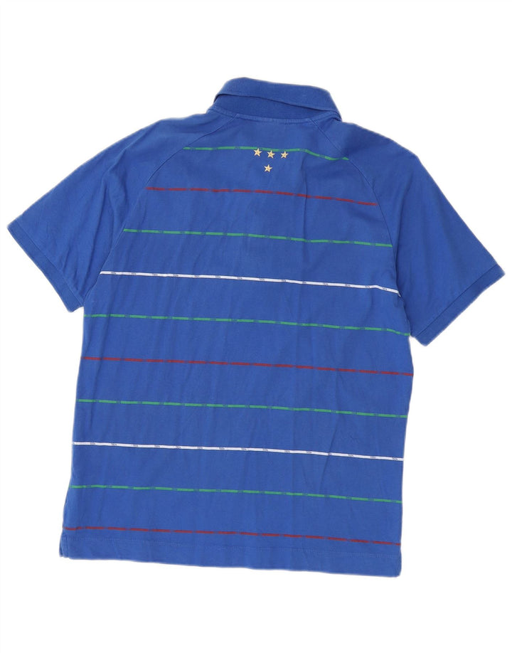 Puma Mens Italia Polo Shirt Medium Blue Striped Cotton