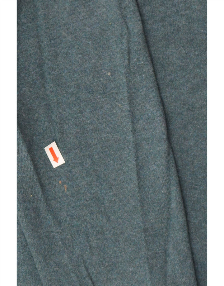 Marks & Spencer Mens Polo Neck Jumper Sweater Large Blue Flecked Cotton