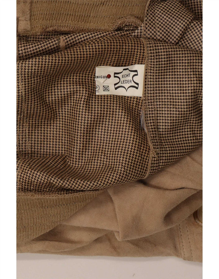 Vintage Mens Suede Bomber Jacket IT 56 3XL Beige Leather