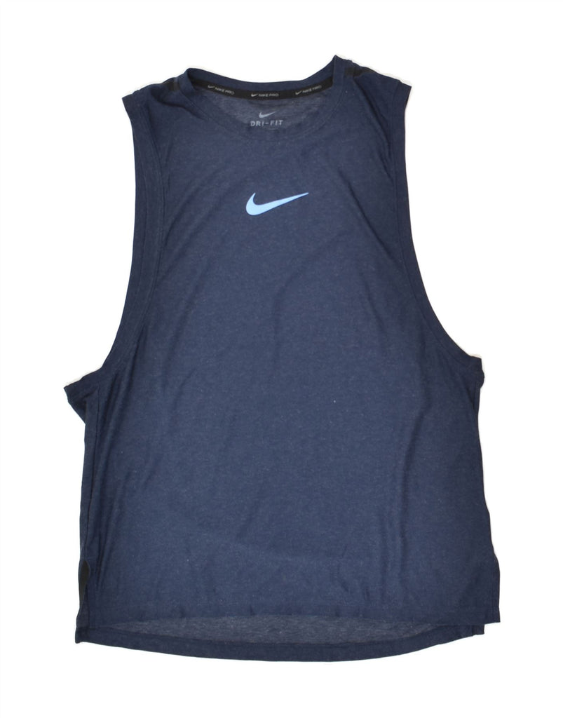 NIKE Mens Dri Fit Standard Fit Graphic Vest Top Medium Navy Blue Polyester | Vintage Nike | Thrift | Second-Hand Nike | Used Clothing | Messina Hembry 