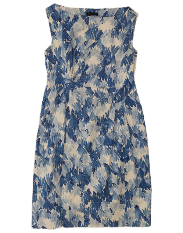 Coast Womens Sleeveless Sheath Dress UK 16 Large Blue Floral Cotton