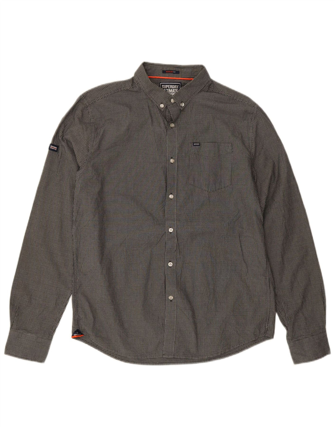 Superdry Mens Regular Fit Shirt Large Grey Check Cotton